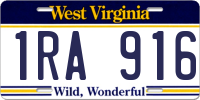WV license plate 1RA916