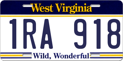 WV license plate 1RA918