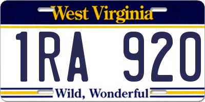 WV license plate 1RA920