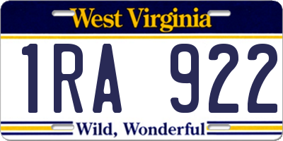 WV license plate 1RA922