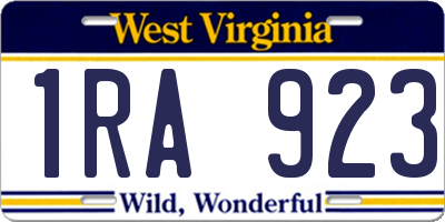 WV license plate 1RA923