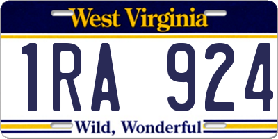 WV license plate 1RA924