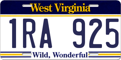 WV license plate 1RA925