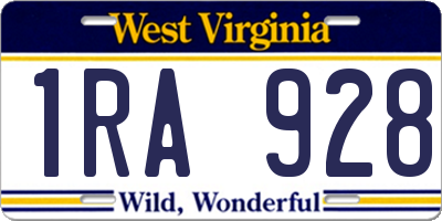 WV license plate 1RA928