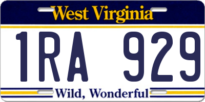 WV license plate 1RA929