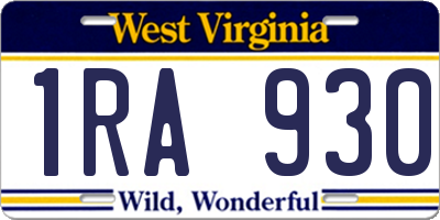 WV license plate 1RA930