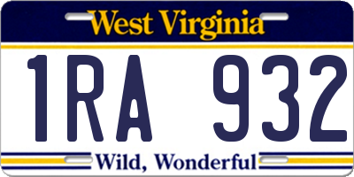 WV license plate 1RA932