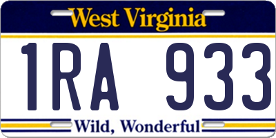 WV license plate 1RA933