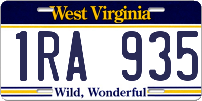 WV license plate 1RA935