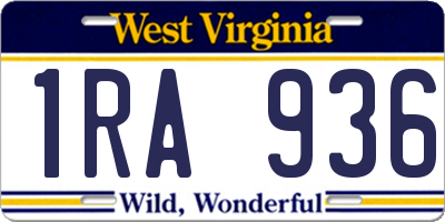 WV license plate 1RA936