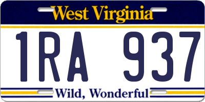 WV license plate 1RA937