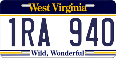 WV license plate 1RA940
