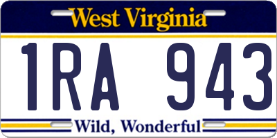 WV license plate 1RA943