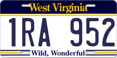 WV license plate 1RA952