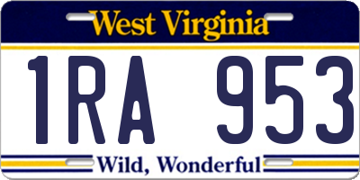 WV license plate 1RA953
