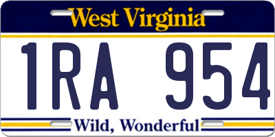 WV license plate 1RA954