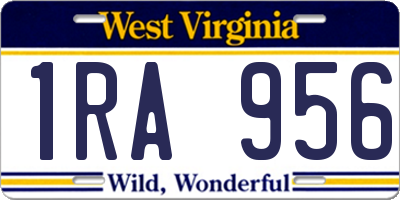 WV license plate 1RA956