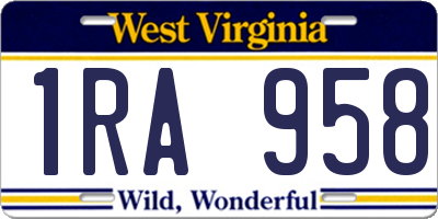 WV license plate 1RA958