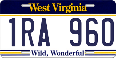 WV license plate 1RA960