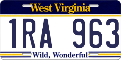 WV license plate 1RA963