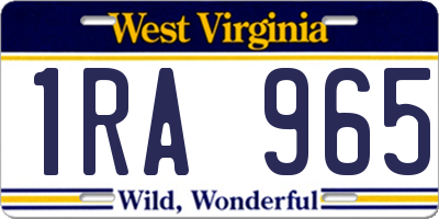 WV license plate 1RA965