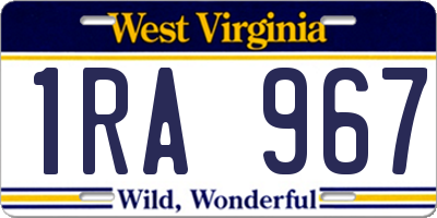 WV license plate 1RA967