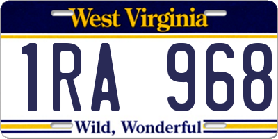 WV license plate 1RA968
