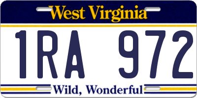 WV license plate 1RA972
