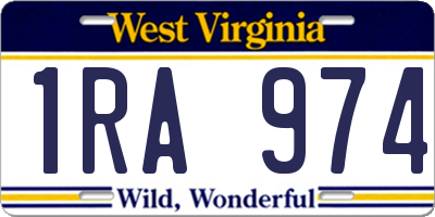 WV license plate 1RA974