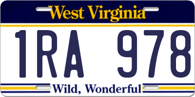 WV license plate 1RA978