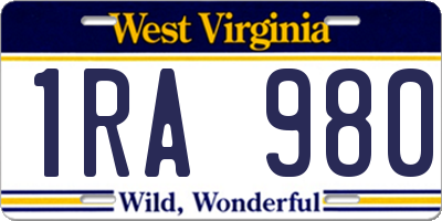 WV license plate 1RA980