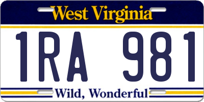 WV license plate 1RA981
