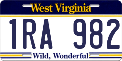 WV license plate 1RA982