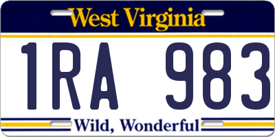 WV license plate 1RA983