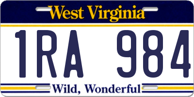 WV license plate 1RA984