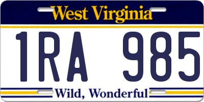 WV license plate 1RA985