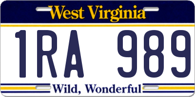 WV license plate 1RA989