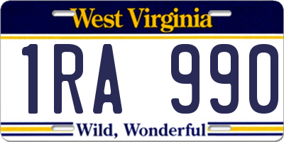 WV license plate 1RA990