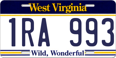 WV license plate 1RA993