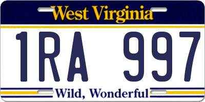 WV license plate 1RA997