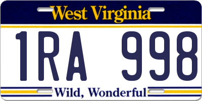WV license plate 1RA998