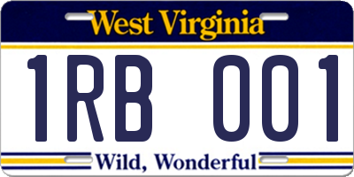 WV license plate 1RB001