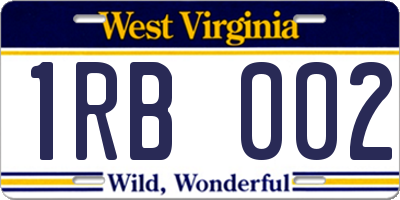 WV license plate 1RB002