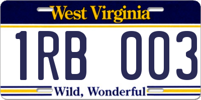 WV license plate 1RB003