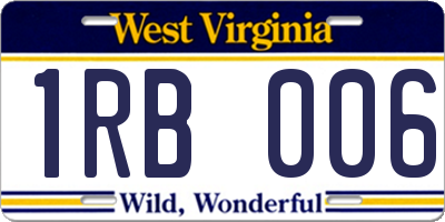 WV license plate 1RB006