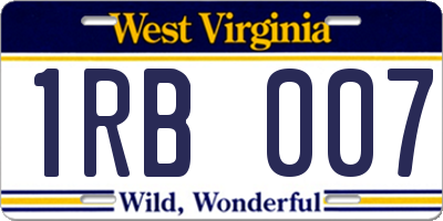 WV license plate 1RB007
