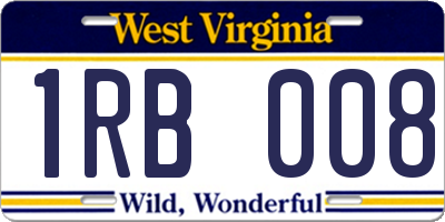 WV license plate 1RB008