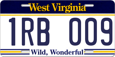 WV license plate 1RB009