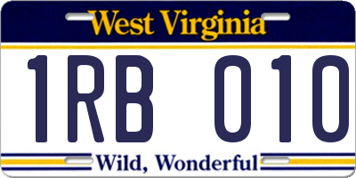 WV license plate 1RB010