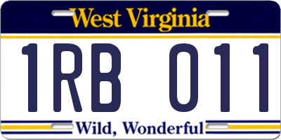 WV license plate 1RB011